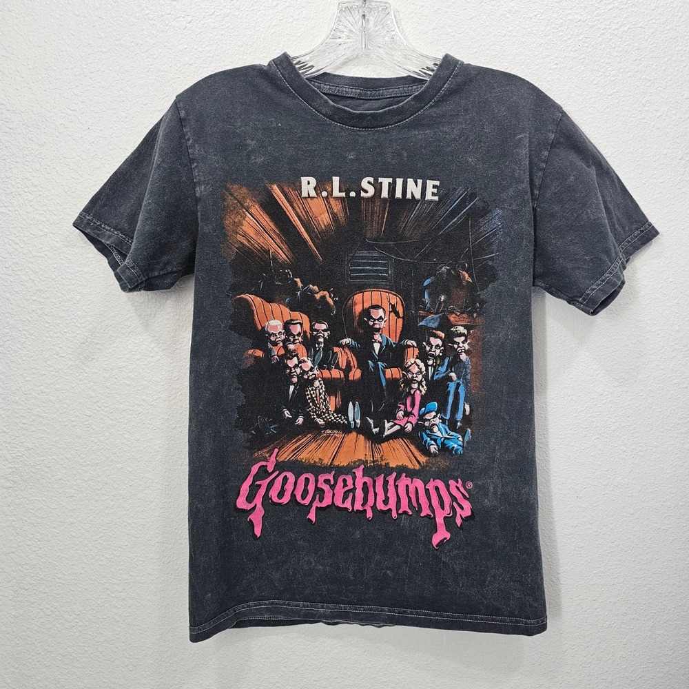 Goosebumps R.L. Stine Slappy Dummy Acid Wash Graphic Tee Charcoal Grey Small